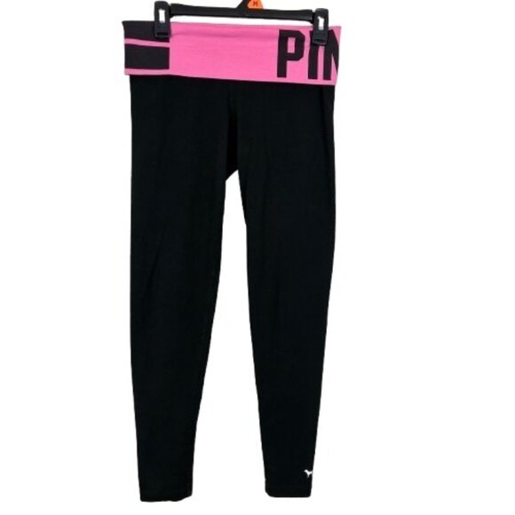 PINK Y2K Foldover Leggings Yoga Pants Small Sporty - Picture 1 of 8